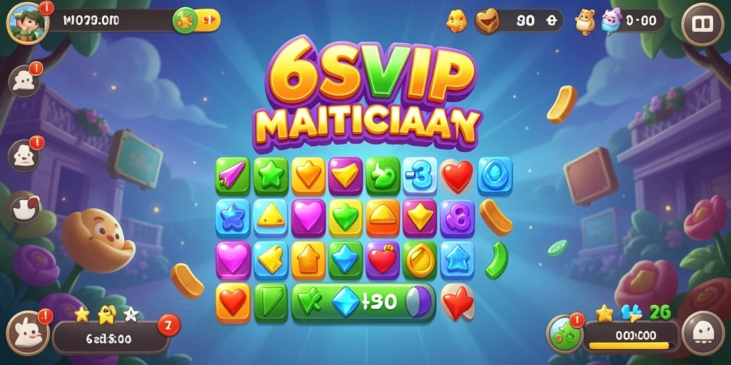 Tampilan gameplay seru di 6SVIP dengan banyak permata berwarna.