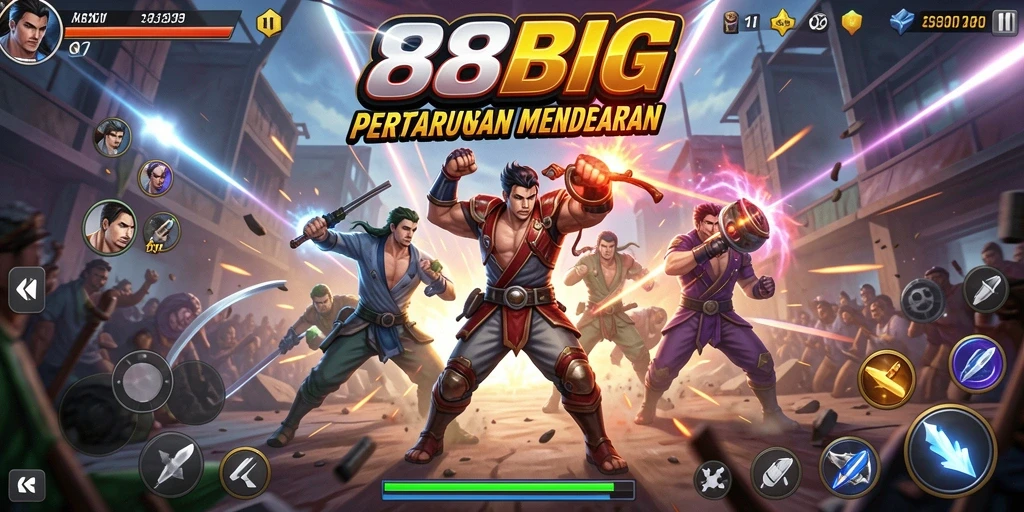 Screenshot utama 88BIG menampilkan aksi mendebarkan dan karakter yang dinamis.