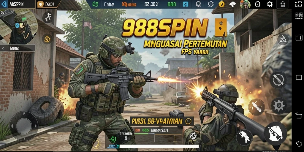 Tampilan utama gameplay 98SPIN yang menegangkan di medan perang.