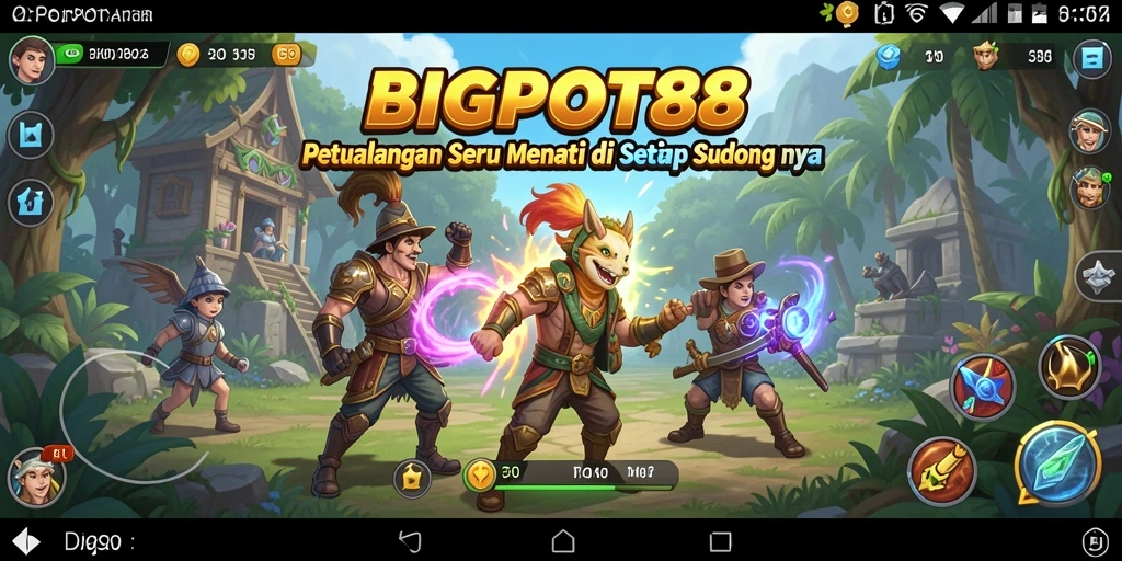 Screenshot utama menampilkan aksi seru dalam petualangan di BIGPOT88.