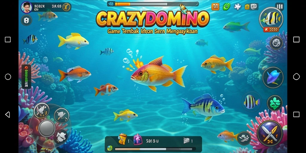 Gameplay menarik saat menangkap ikan di CRAZYDOMINO.