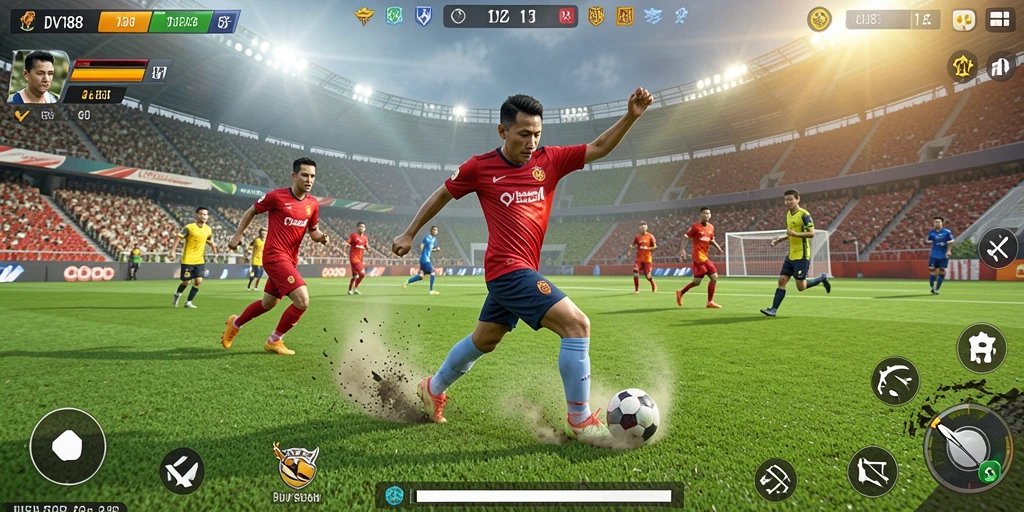 Tampilan gameplay seru dalam permainan sepak bola DV188.