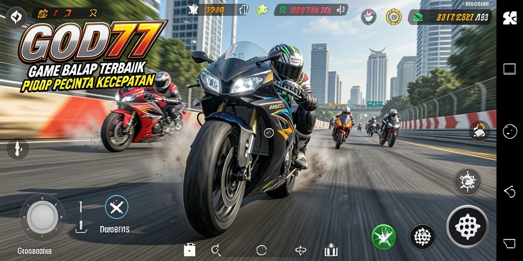 Gameplay menegangkan dengan balapan motor yang cepat dan seru.