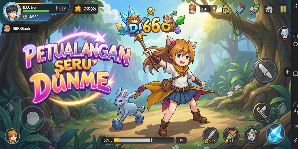 Tampilan gameplay seru dengan karakter anime yang menarik.