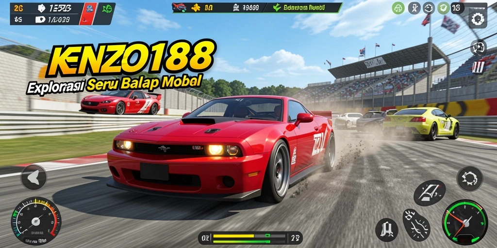 Tampilan gameplay mendebarkan dalam balapan mobil KENZO188.