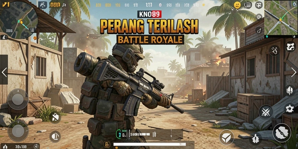 Gameplay KNO89 menunjukkan pertempuran seru di arena Battle Royale.