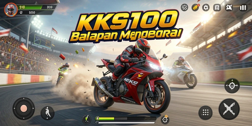 Tampilan gameplay KPK100 yang intens dan mendebarkan saat balapan.