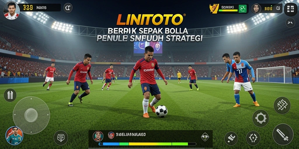 Tampilan gameplay menarik di LINITOTO dengan aksi sepak bola seru.