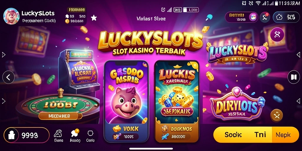 Screenshot utama dari LUCKYSLOTS yang menunjukkan fitur gameplay slot.