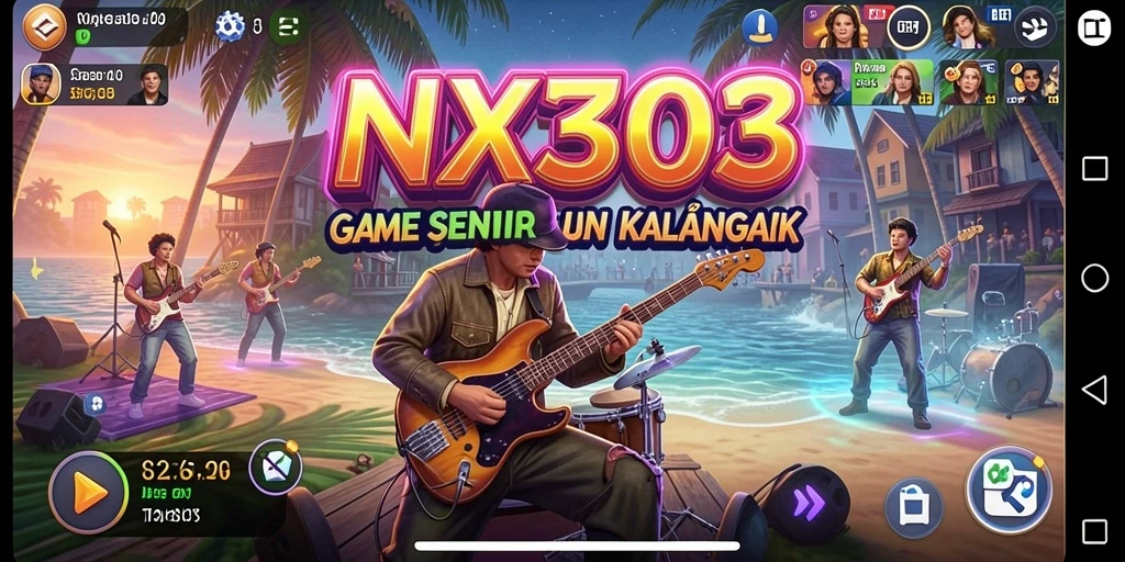 Screenshot gameplay NX303 menampilkan momen seru bermain musik.