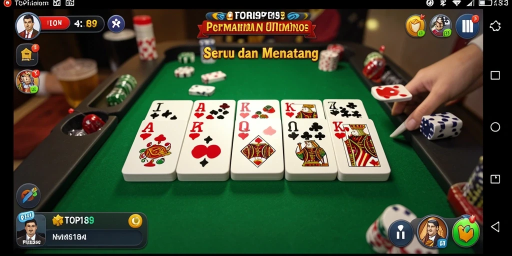 Screenshot gameplay seru TOPI189 dengan tampilan domino yang menarik.