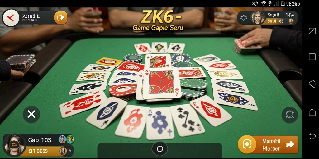 Screenshot gameplay ZK6 yang menunjukkan keseruan permainan Gaple.