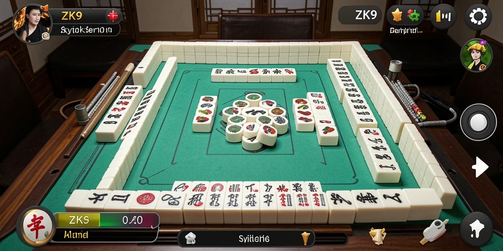 Tampilan gameplay menarik ZK9 dengan grafik Mahjong yang indah.